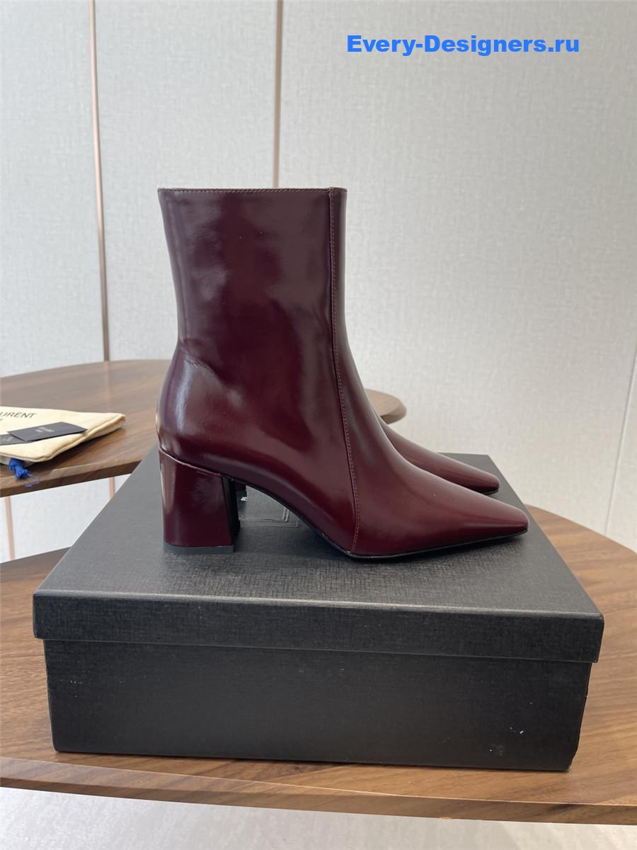 Sa1nt Lau*nt rainer burgundy waxed leather boots