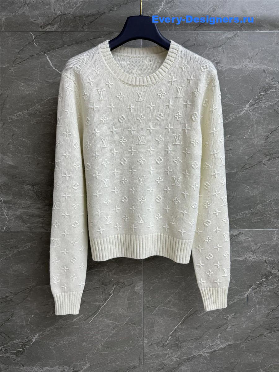 l0vis Vvtt0n white 3d monogram knit pullover