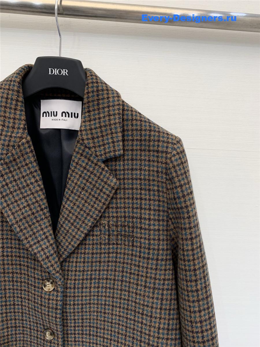 Miu Miu Houndstooth Wool Blazer