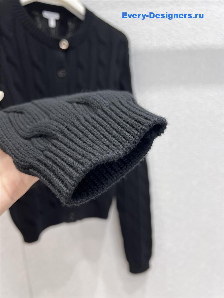 L0ew* black cotton logo cardigan