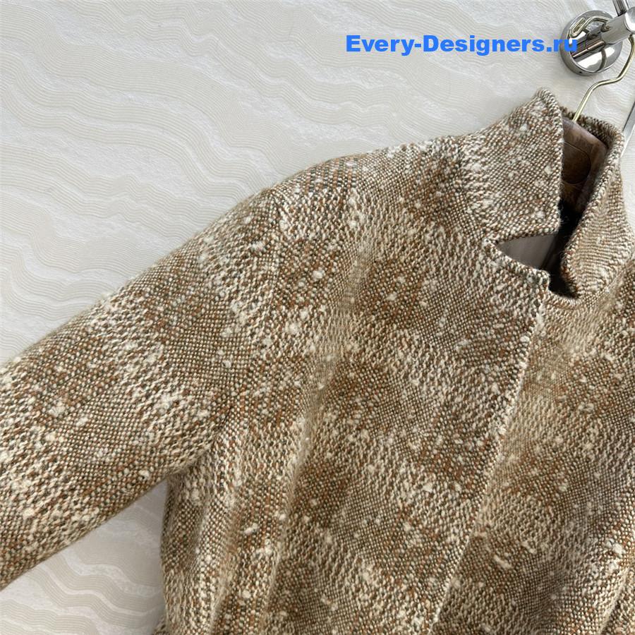 L0r0 P1ana brown wool tweed check coat