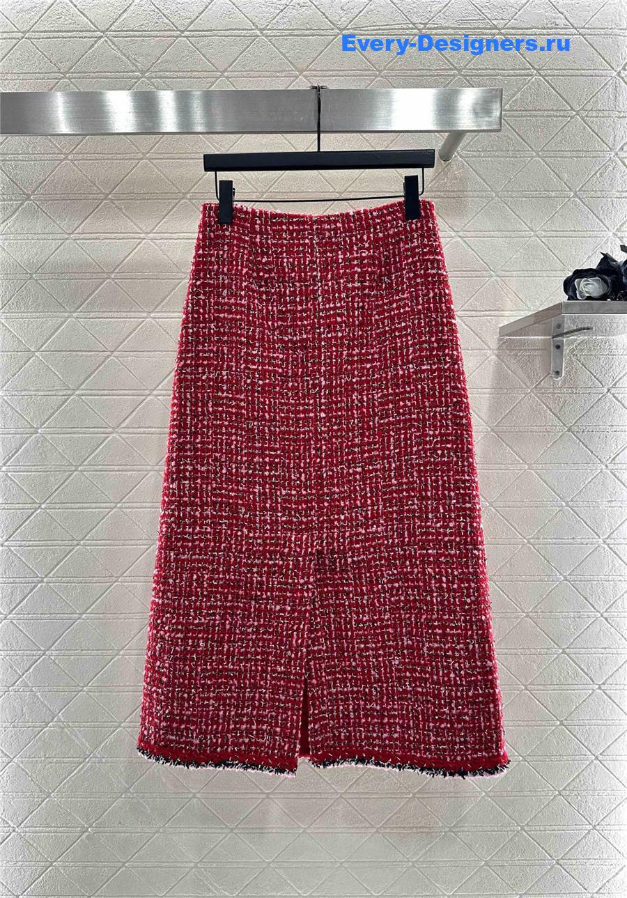 Ch**el round neck woven skirt suit