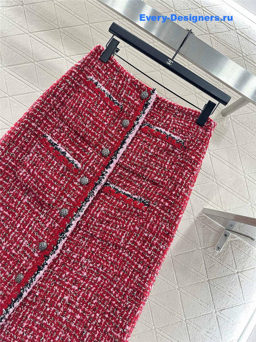 Ch**el round neck woven skirt suit