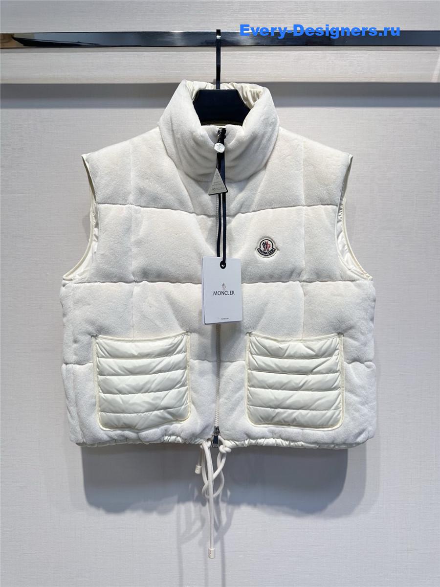 Moncler White Velvet Down Vest