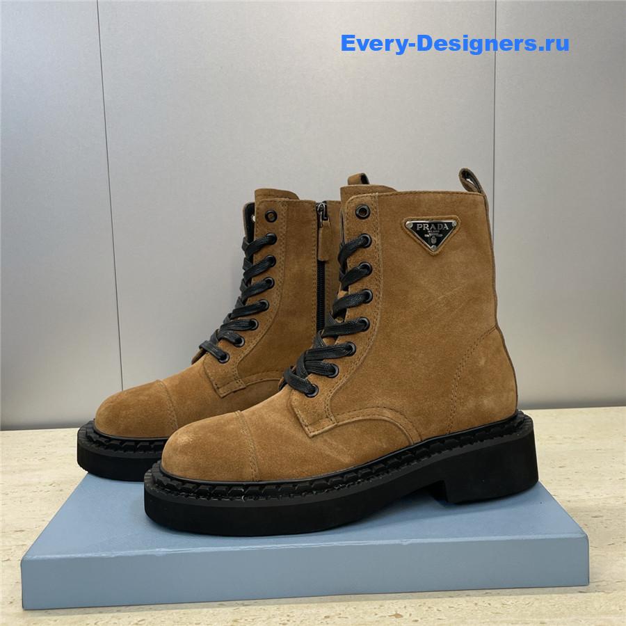Pra*a brown suede lace-up boots
