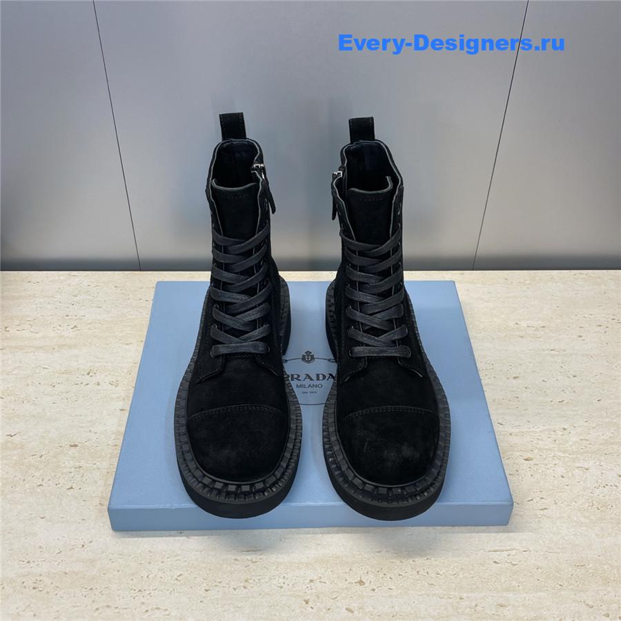 Pra*a black suede lace-up boots
