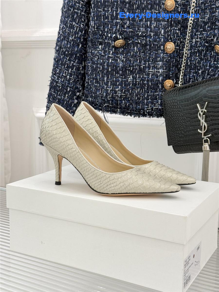 The R0w beige liisa python almond kitten heel pump
