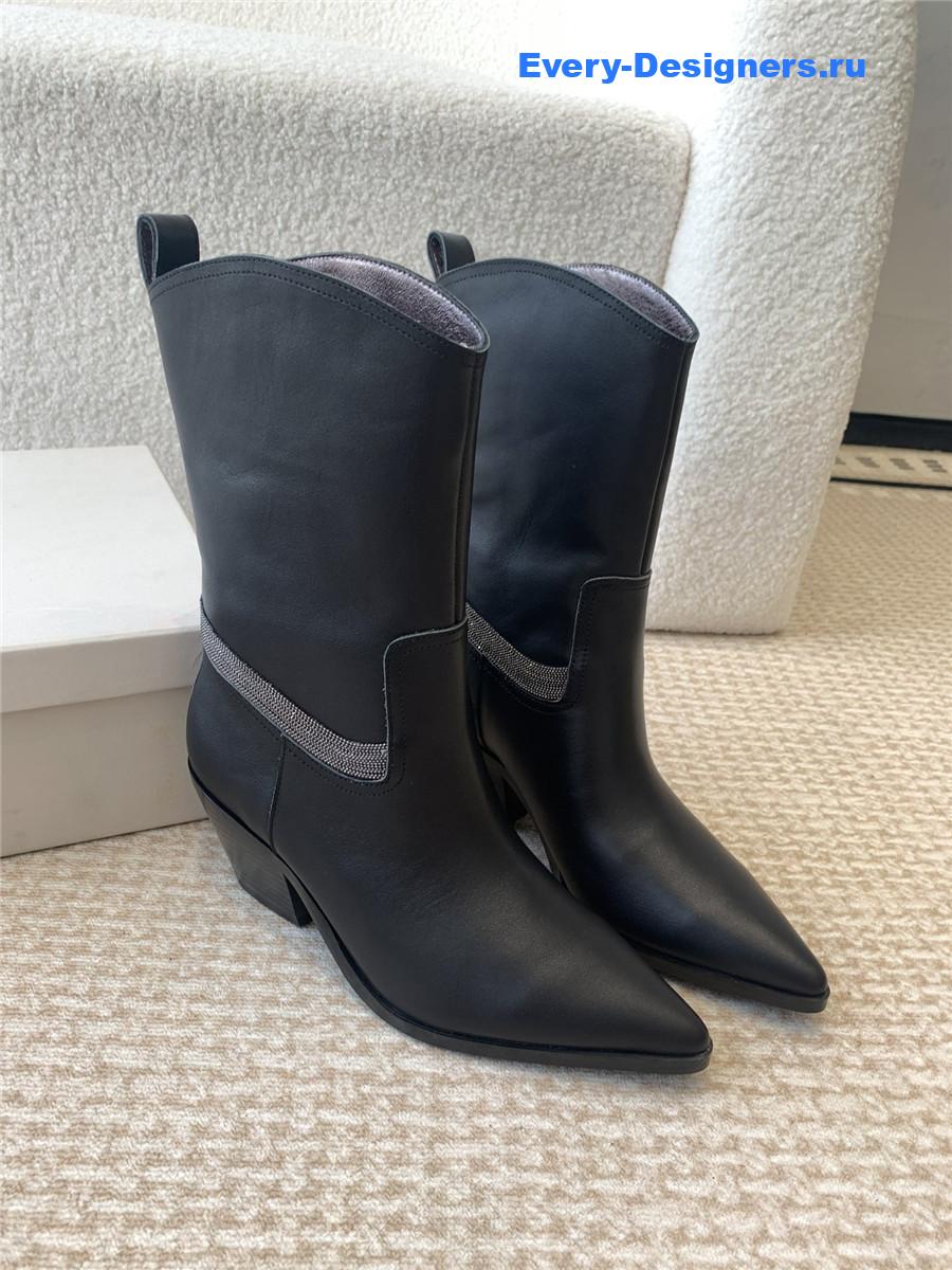 BC Black Leather Western Cowboy Boots