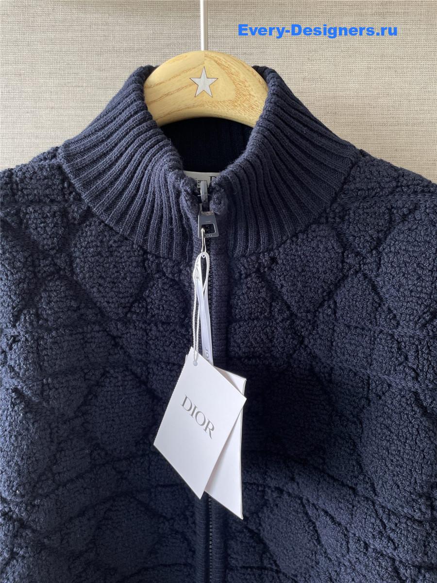 D10ralps navy macrocannage zipped cardigan