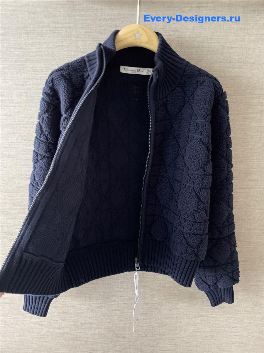D10ralps navy macrocannage zipped cardigan