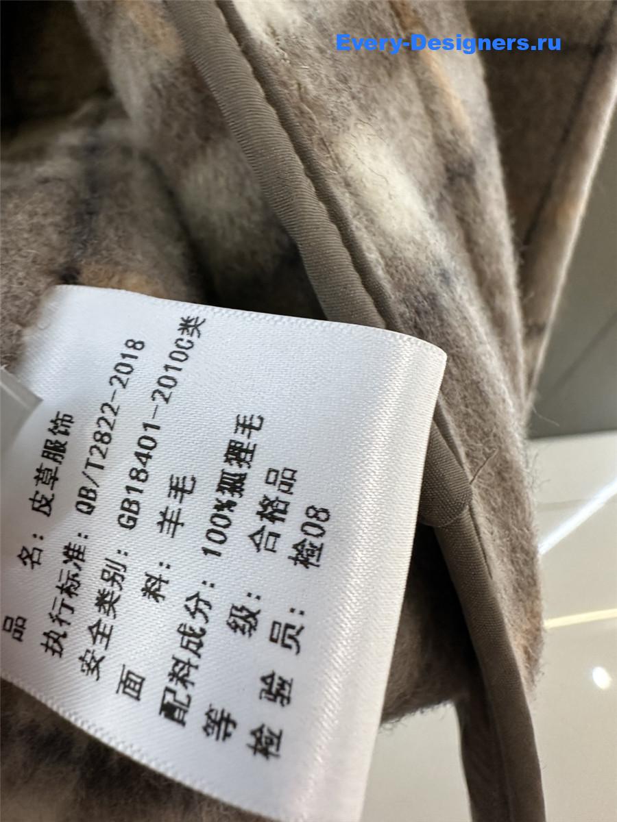 Bv*b*rry classic fox fur check wool coat
