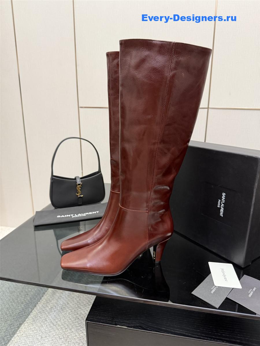 Sa1nt Lau*nt brown knee-high boots