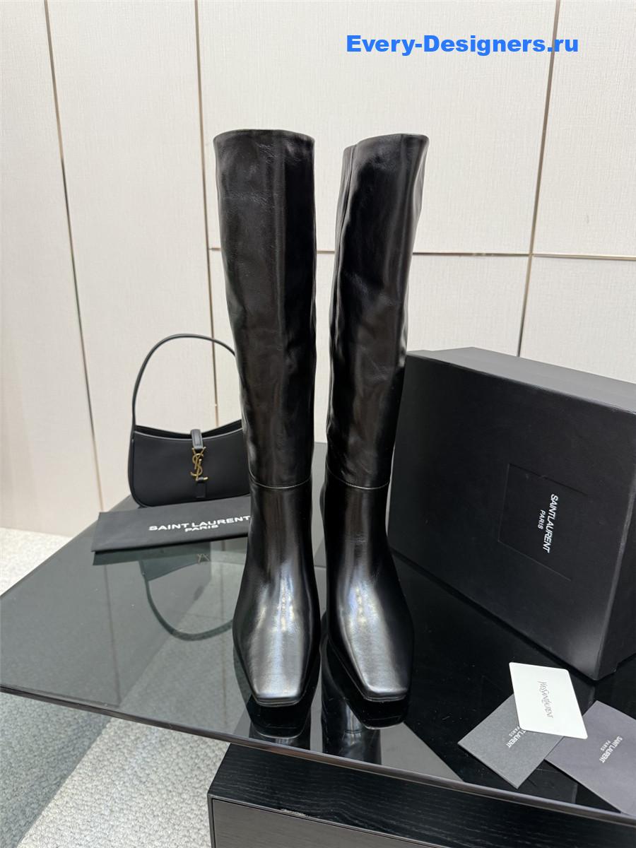 Sa1nt Lau*nt black knee-high boots