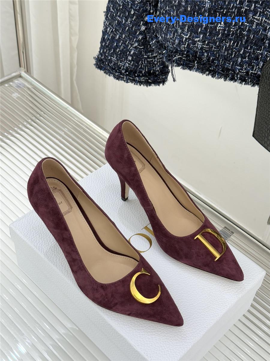 D10r purple suede pointed heel pump