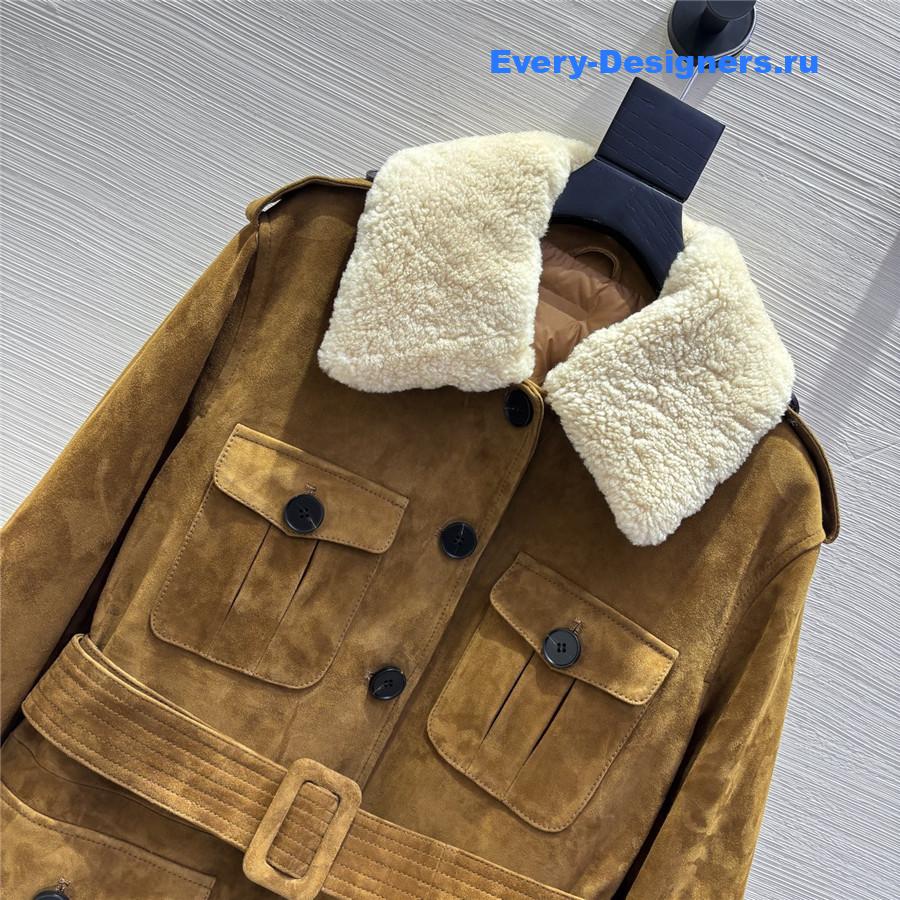 Sa1nt Lau*nt brown suede down jacket