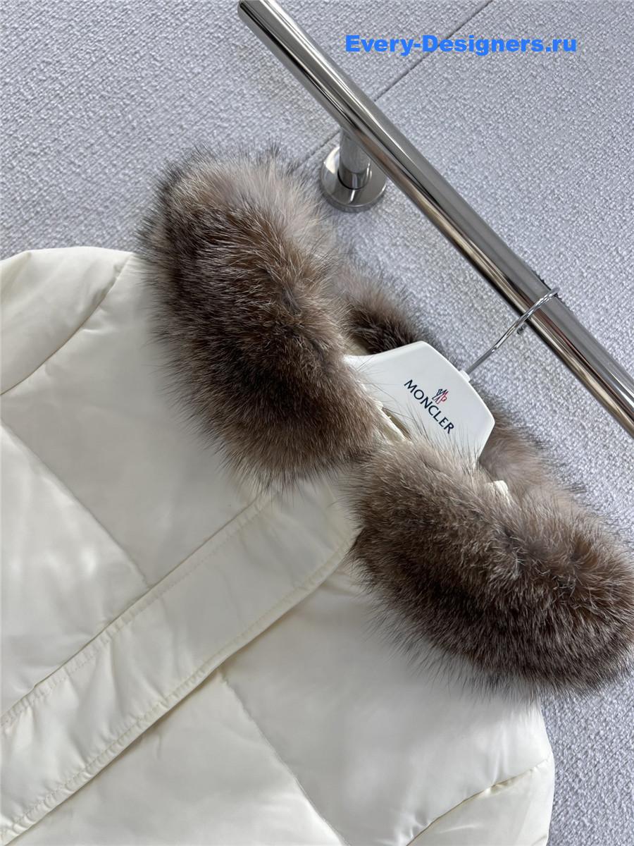 Moncler White Hooded Down Jacket