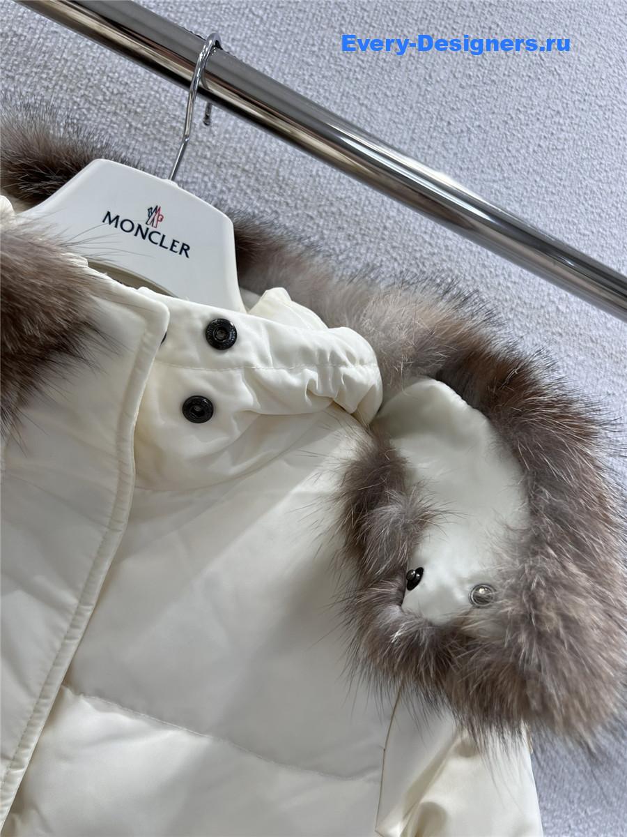 Moncler White Hooded Down Jacket