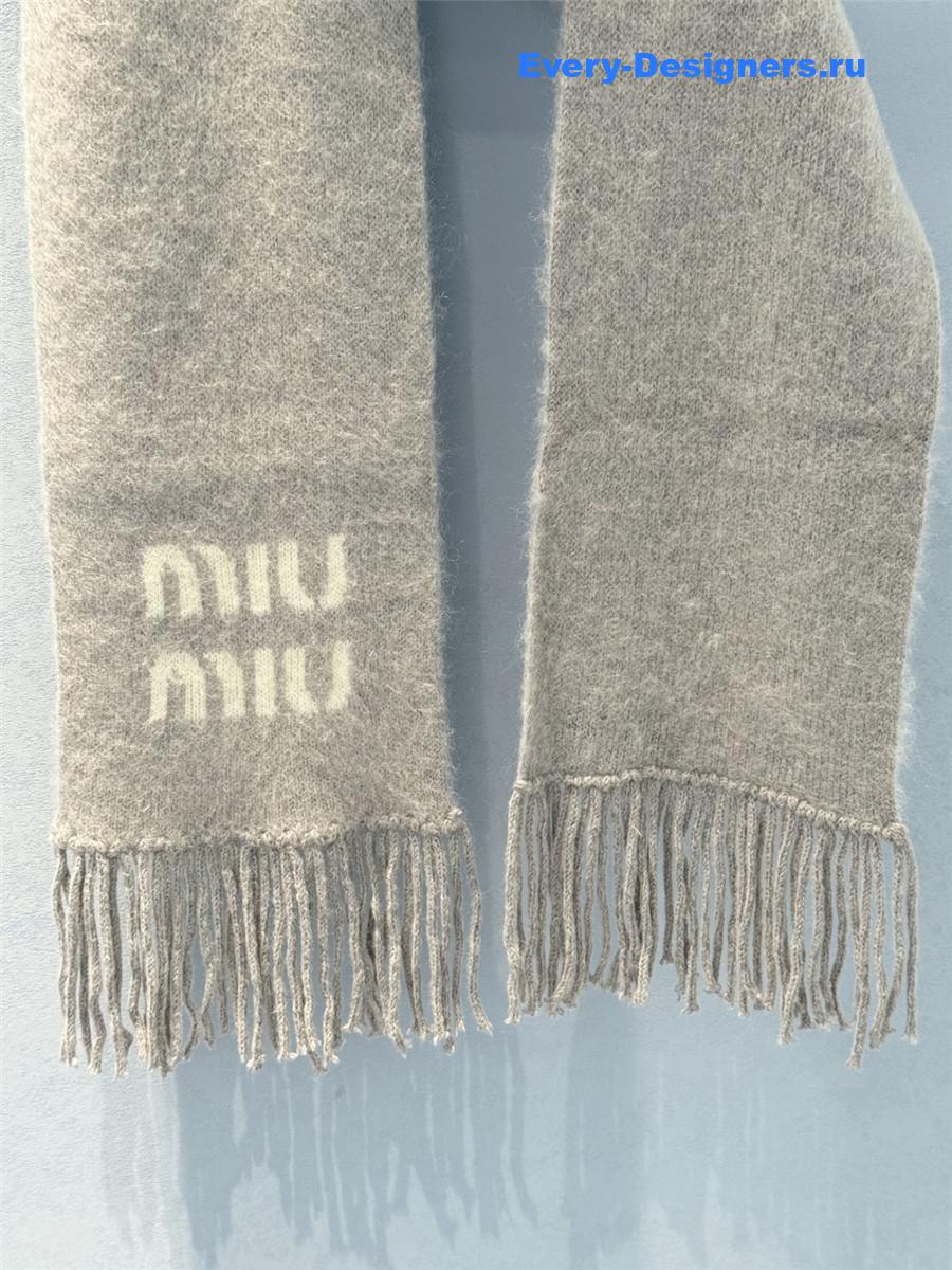 Miu Miu Grey Wool And Mohair Scarf