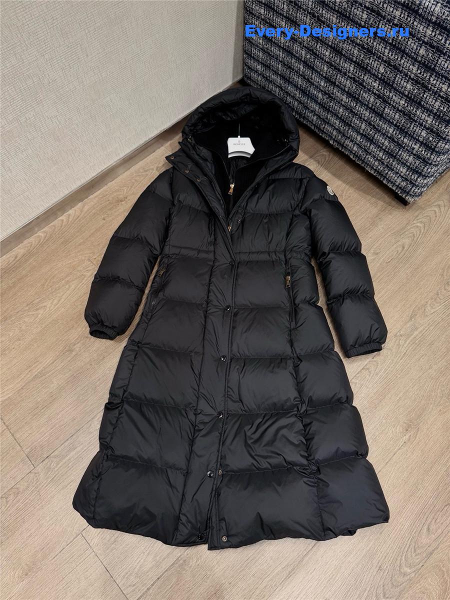 Moncler Black Chamer Hooded Long Down Jacket