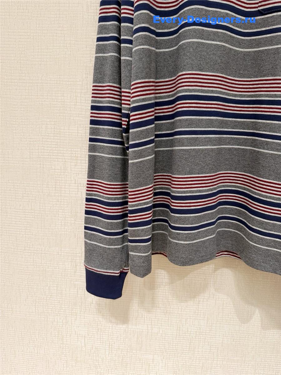 Miu Miu Gray Striped Jersey T-Shirt