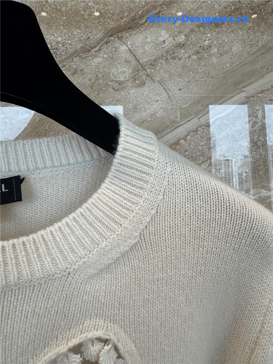 Ch**el white bow knit sweater