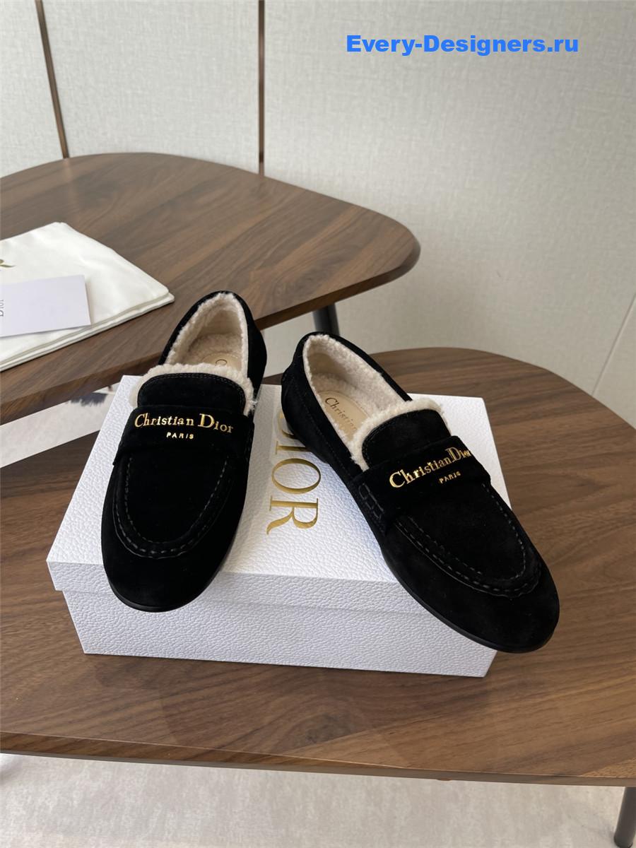 D10r black suede goatskin loafers