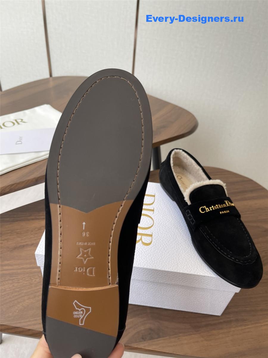 D10r black suede goatskin loafers