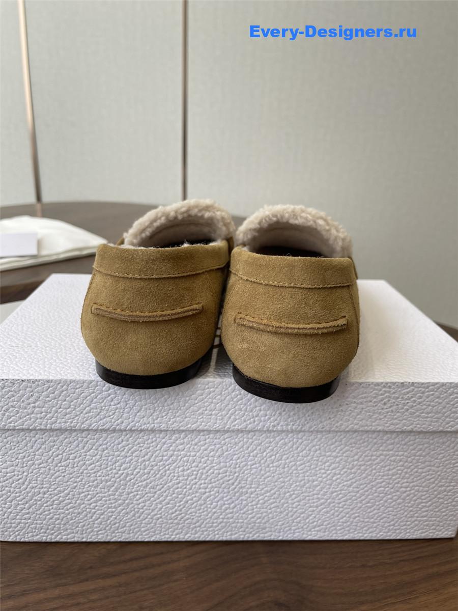 D10r brown suede goatskin loafers