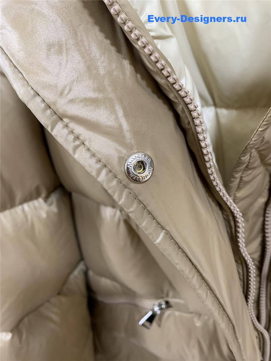 Moncler Beige Bellevue Hooded Long Down Jacket
