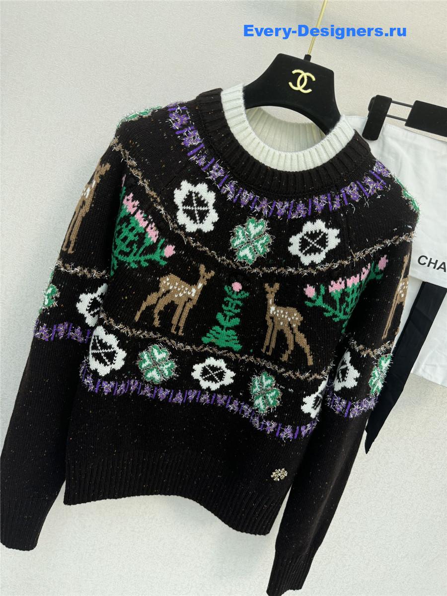 Ch**el black christmas skiing crew neck sweater