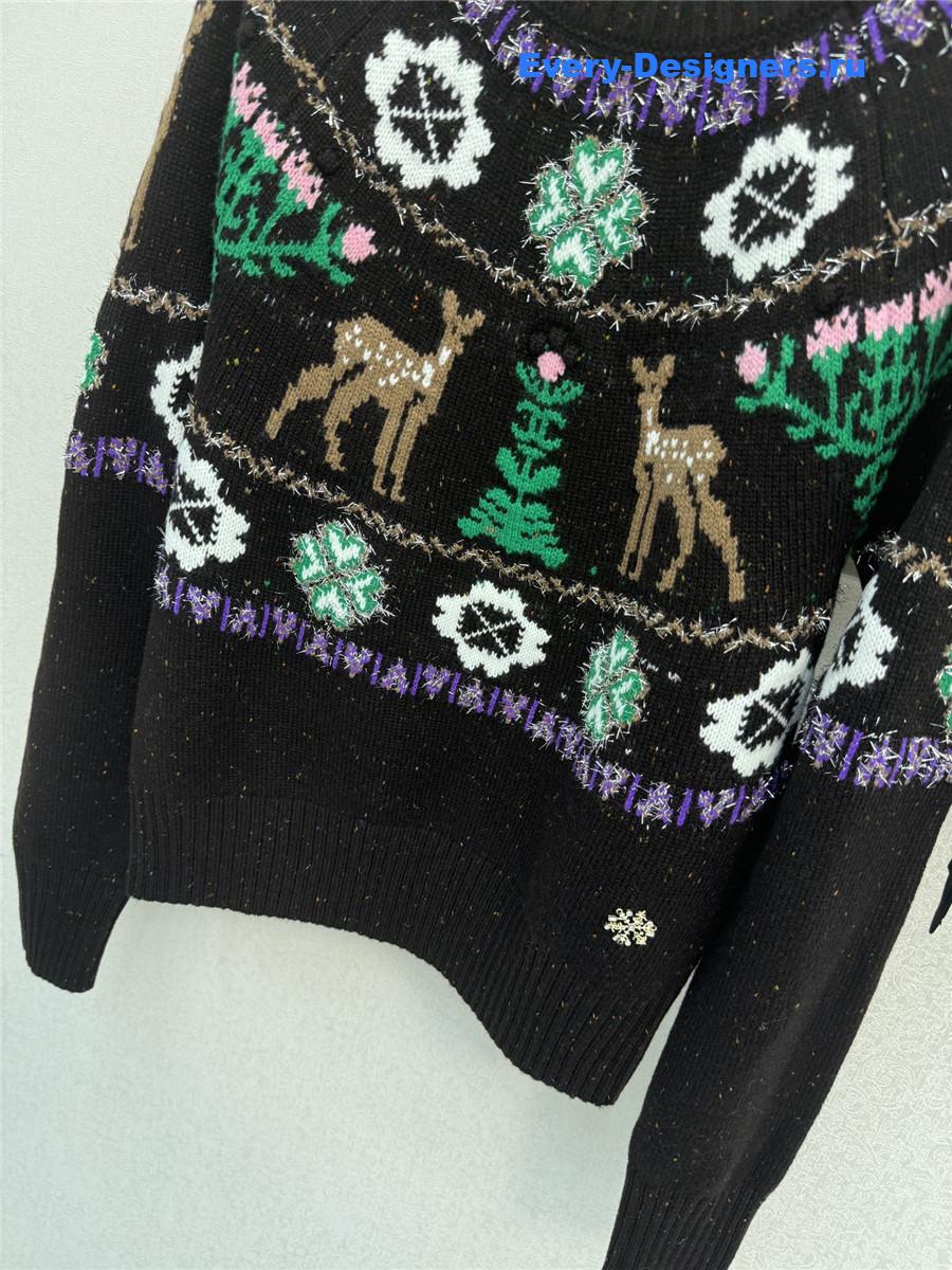 Ch**el black christmas skiing crew neck sweater