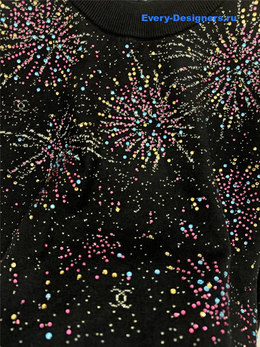 Ch**el christmas fireworks rhinestone pullover sweater