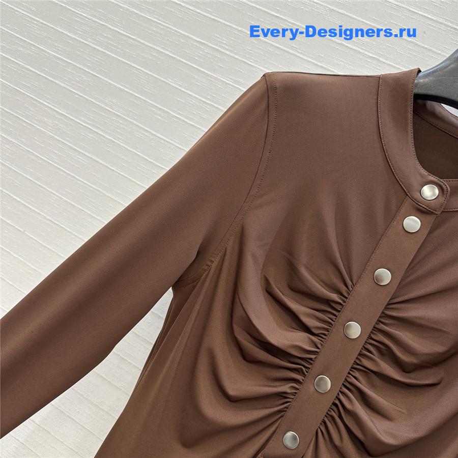 Alaia Brown Soft Jersey Ruched Dress