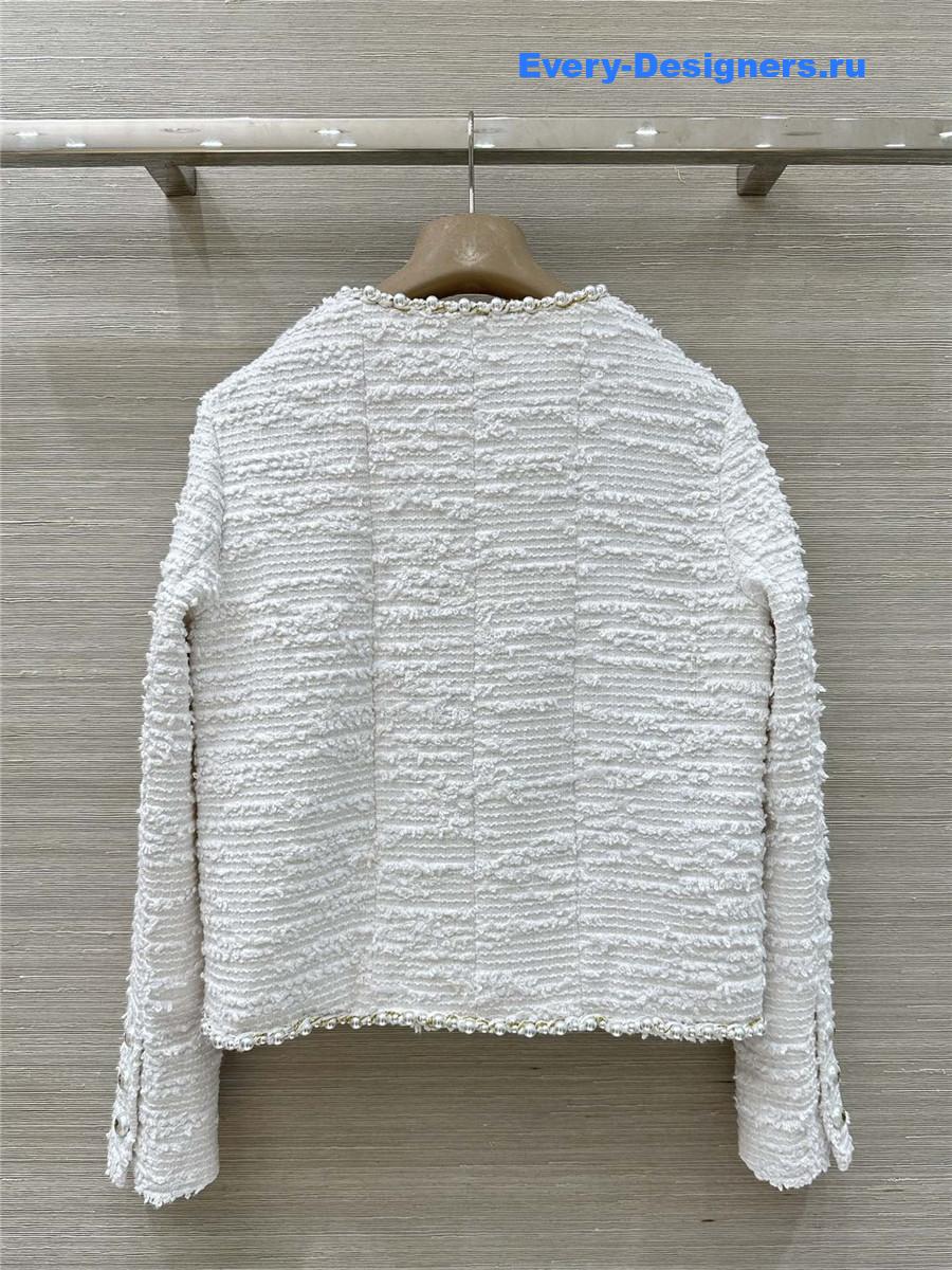 Ch**el coco white tweed pearl jacket
