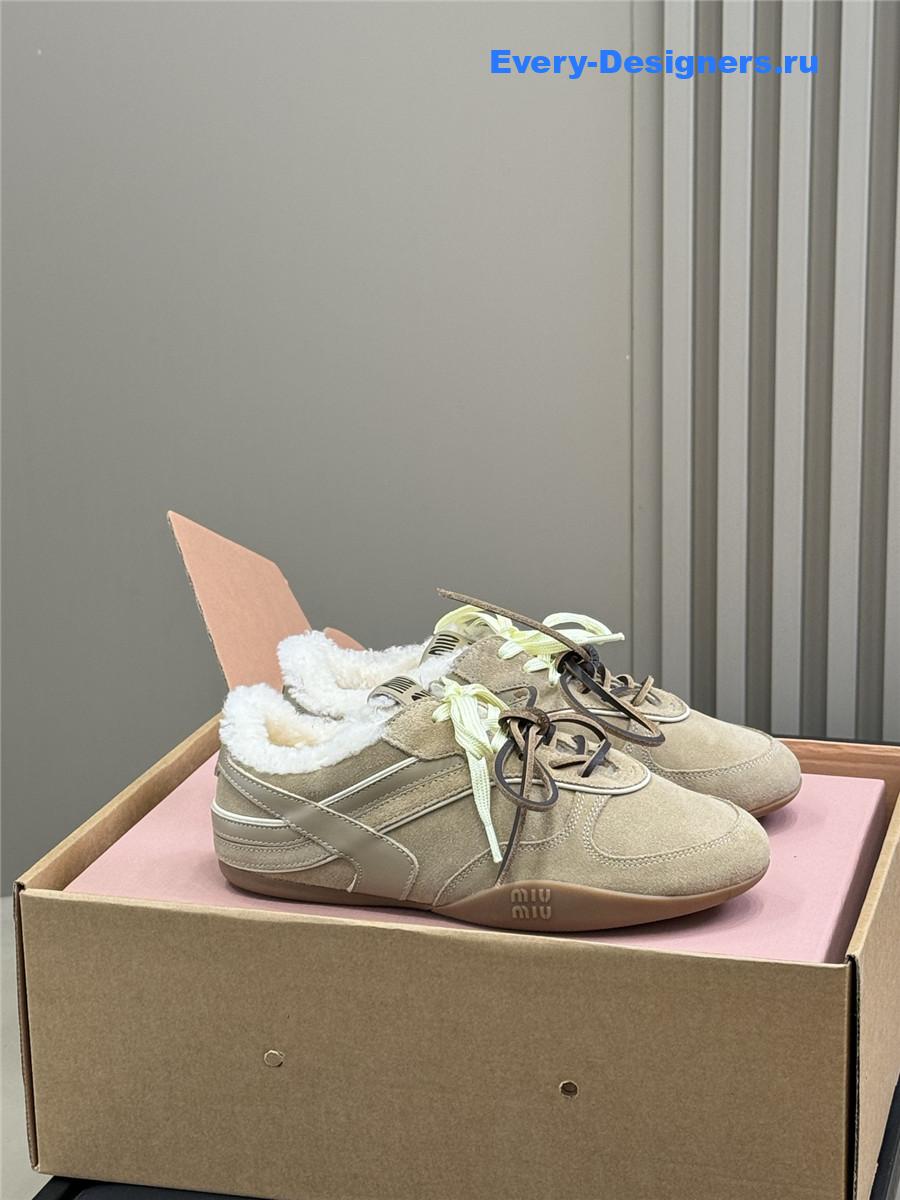 Miu Miu Gymnasium Suede Shearling Sneakers