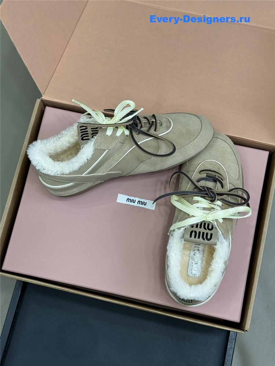 Miu Miu Gymnasium Suede Shearling Sneakers