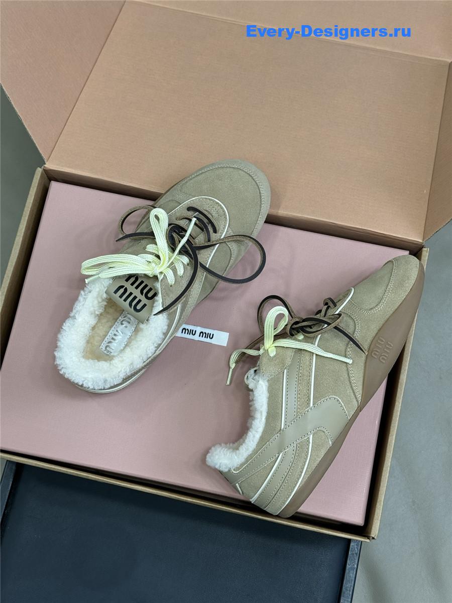 Miu Miu Gymnasium Suede Shearling Sneakers