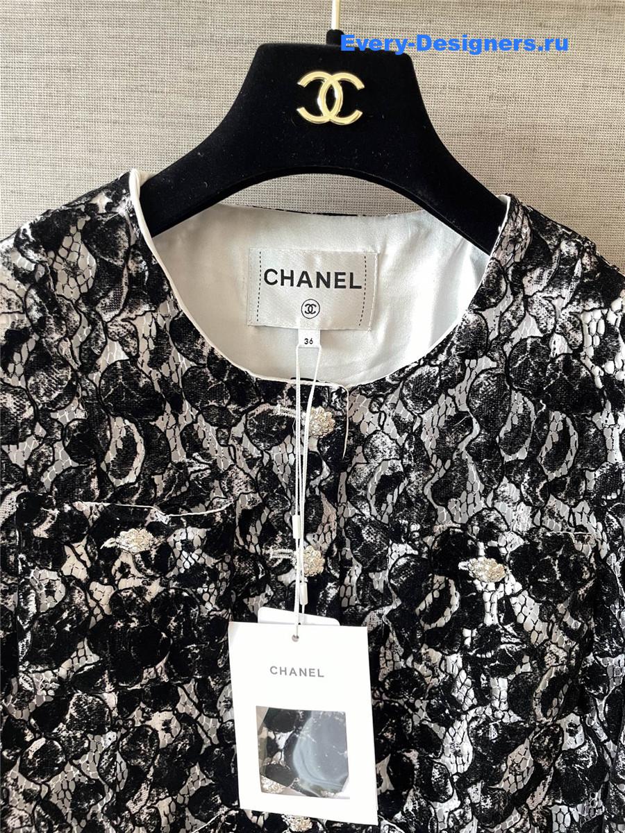 Ch**el black and white lace jacket