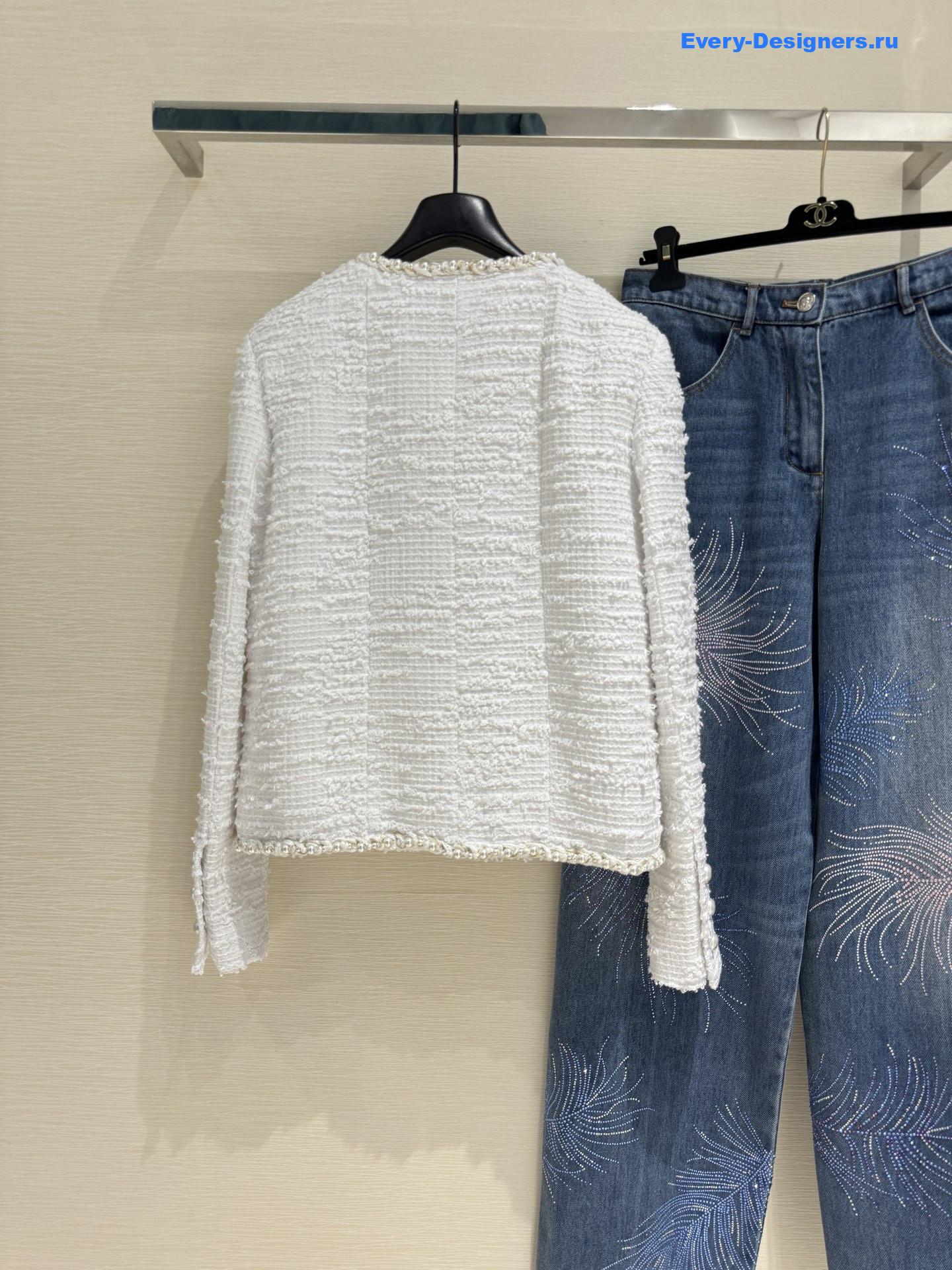 Ch**el moonlight tweed pearl jacket