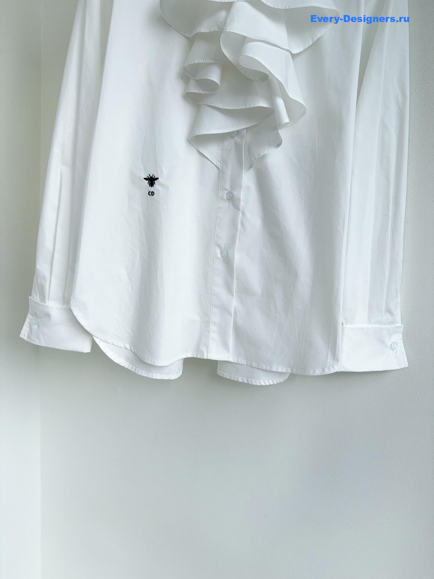 D10r white ruffled poplin shirt