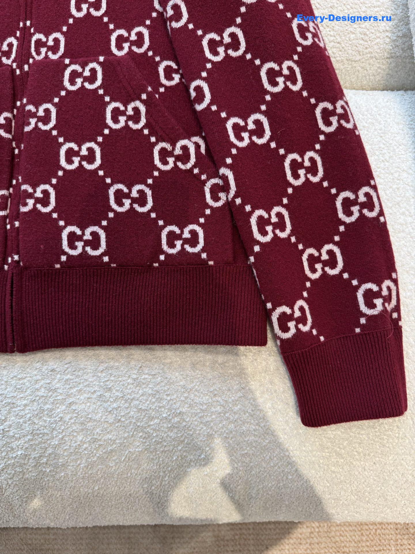 Gvc*1 gg burgundy wool hooded cardigan