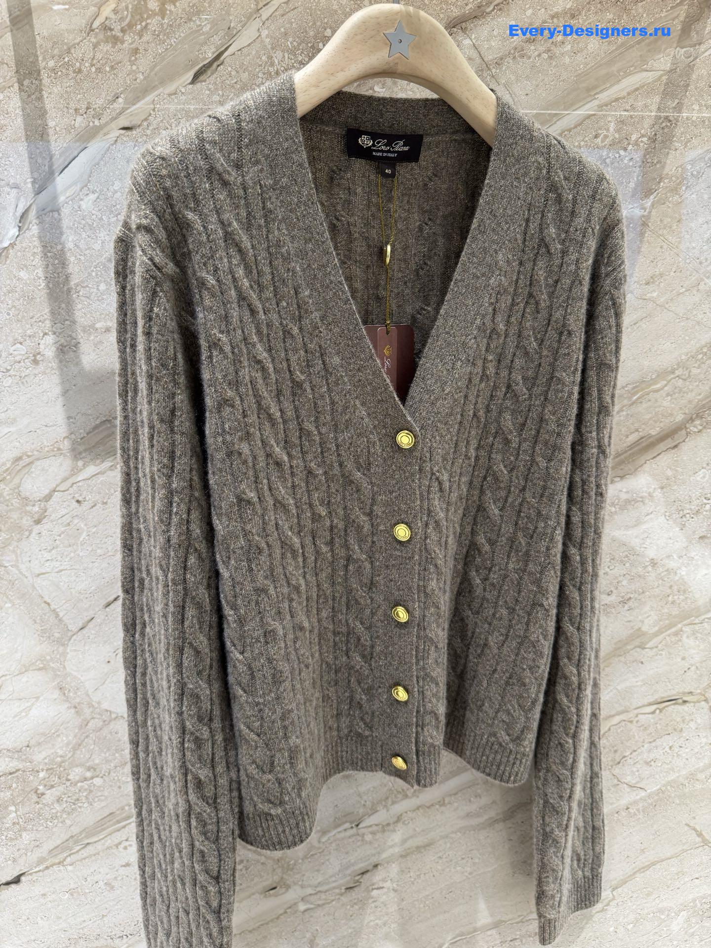 L0r0 P1ana v-neck grey cashmere cardigan
