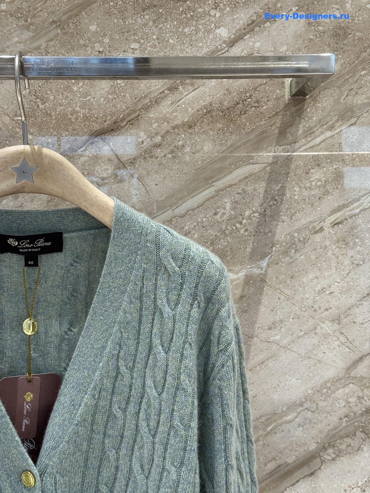 L0r0 P1ana v-neck green cashmere cardigan