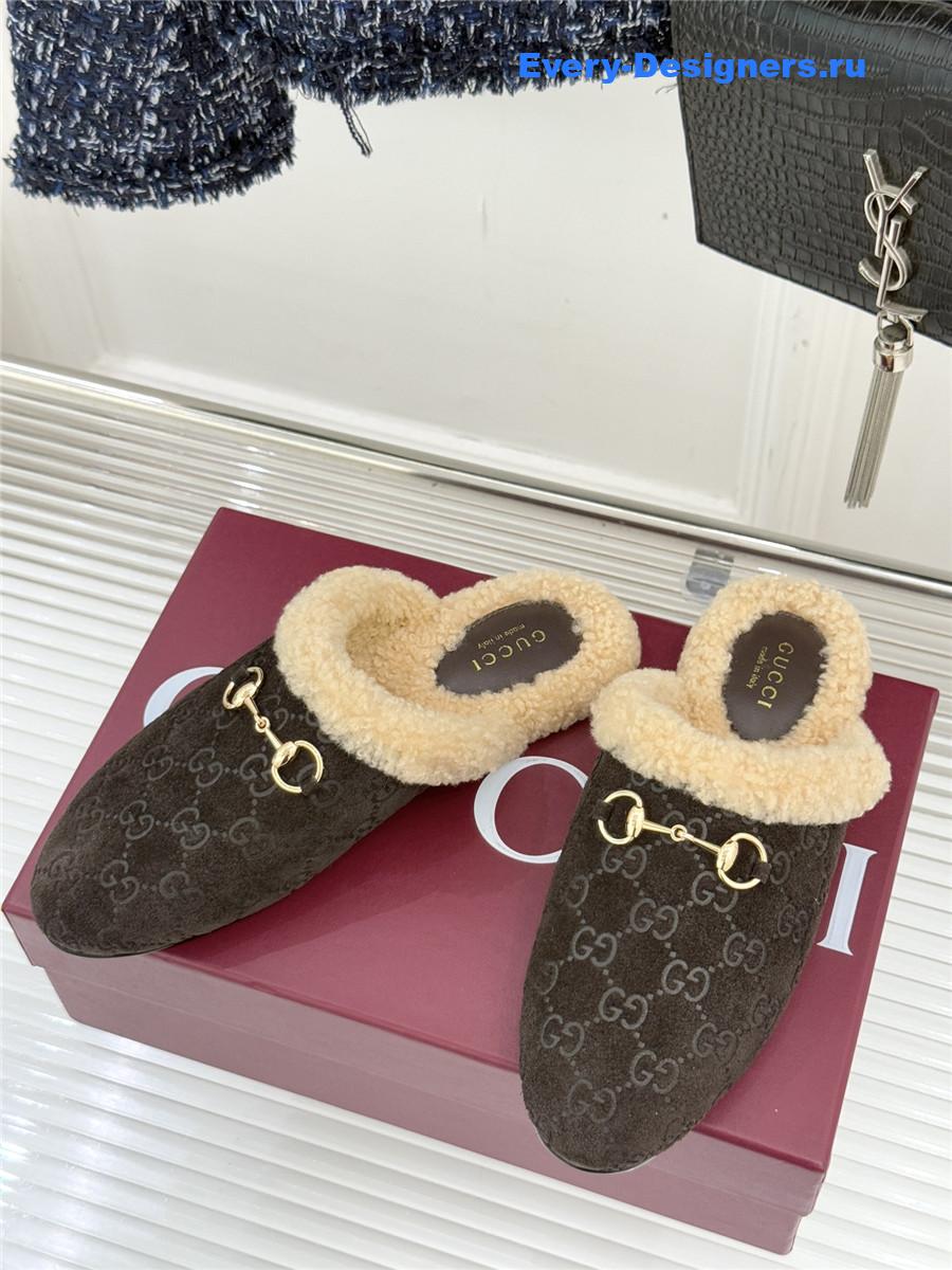 Gvc*1 horsebit gg suede shearling mules