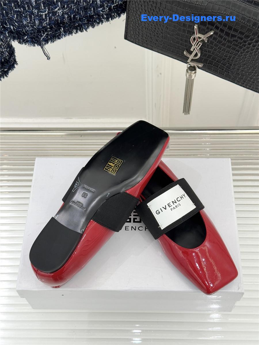 Givenchy Sliced Square Red Patent Leather Ballet Flats