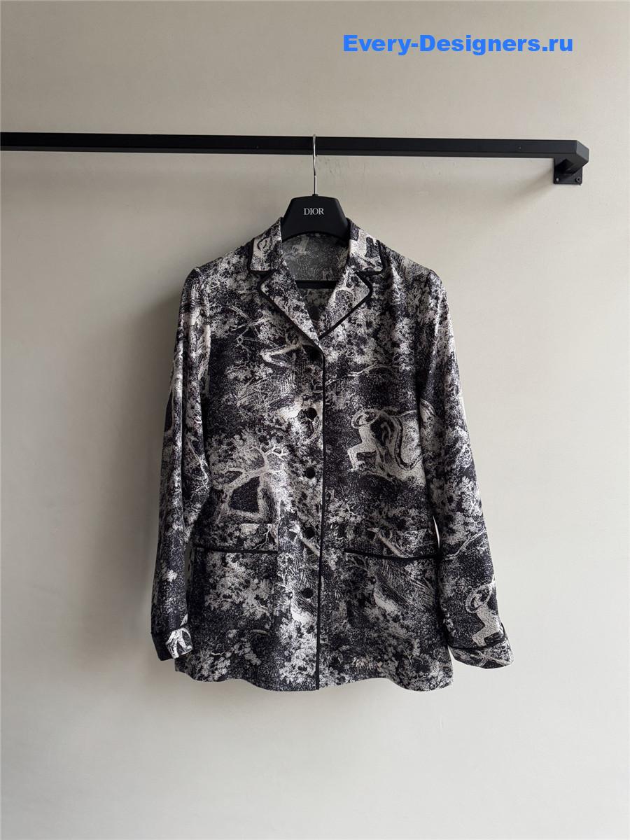 D10r grey animal print silk shirt