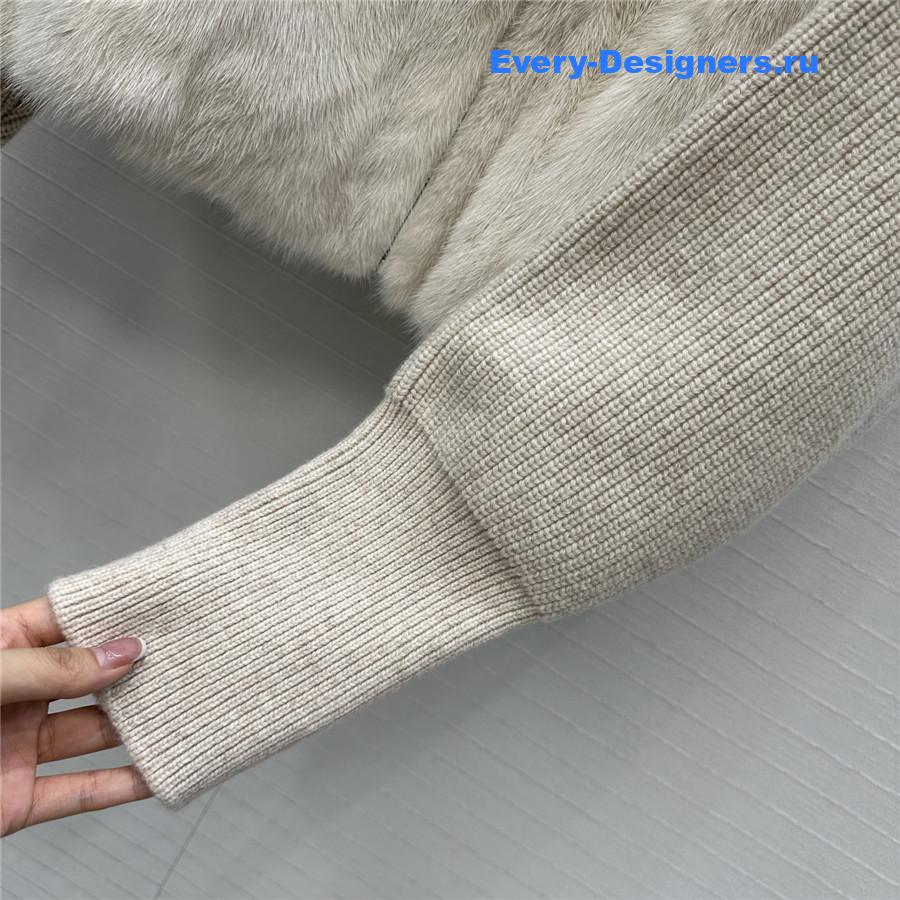 BC Beige Mink Fur Down Hooded Jacket