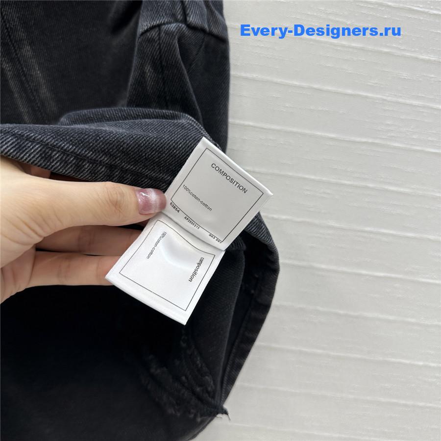 Ch**el coco bow dark gray denim skirt