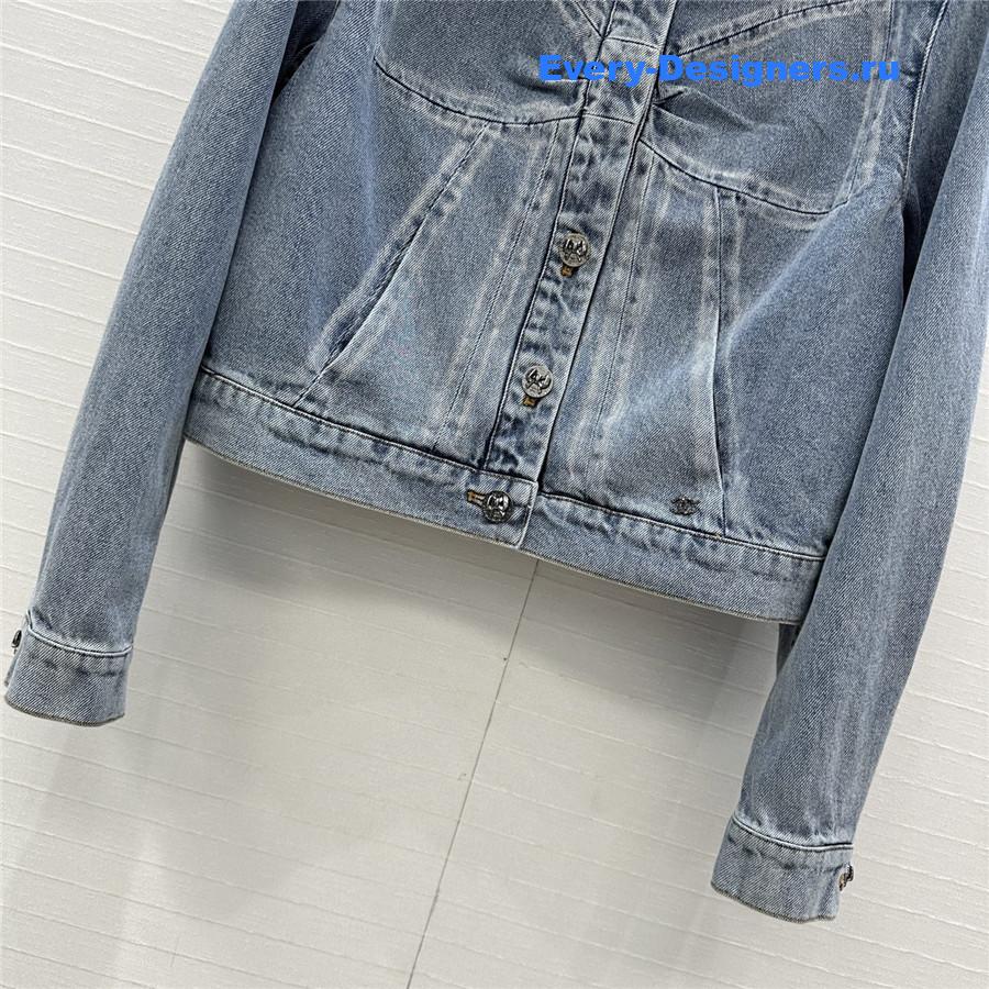 Ch**el coco bow blue denim jacket