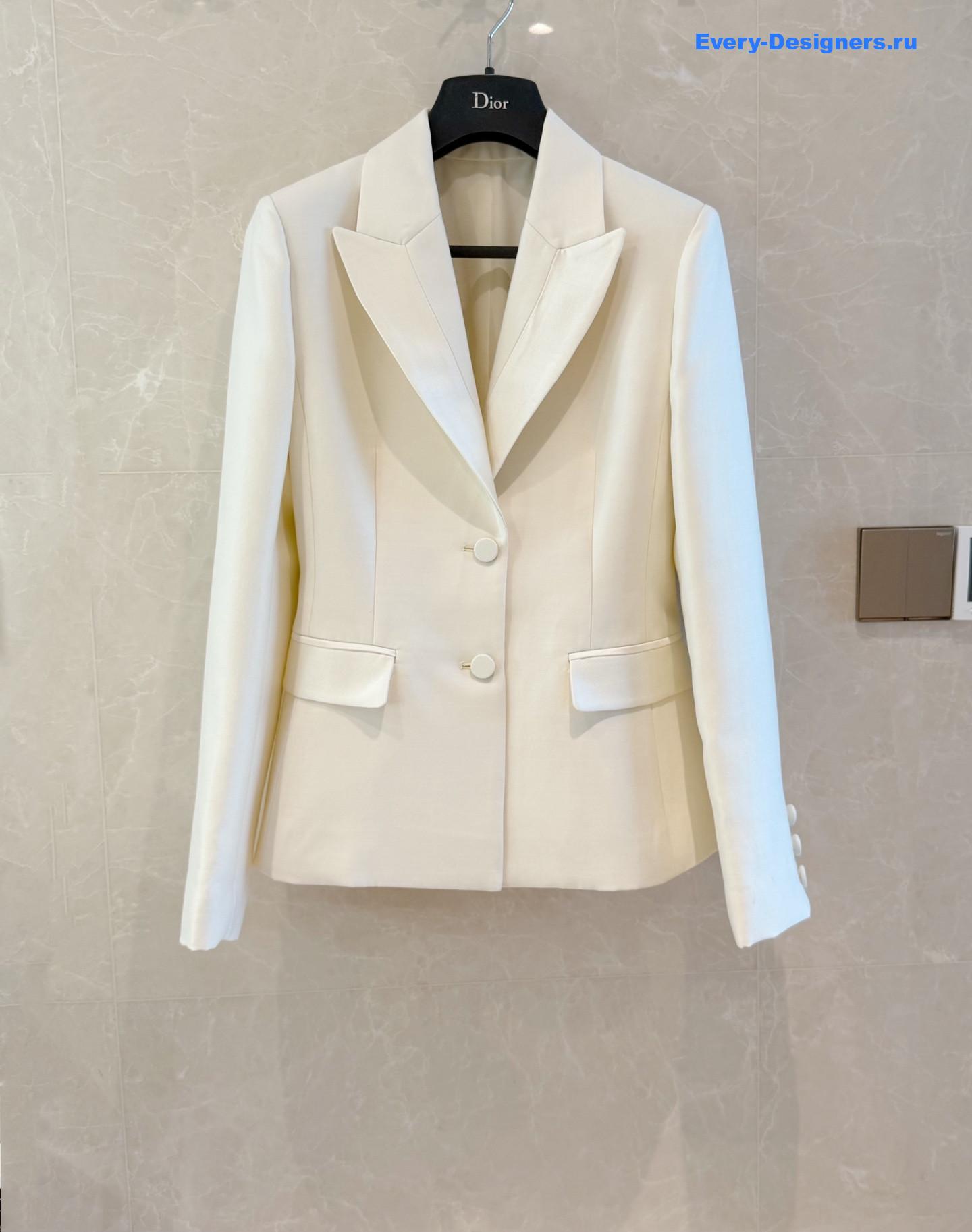 D10r white silk wool blazer